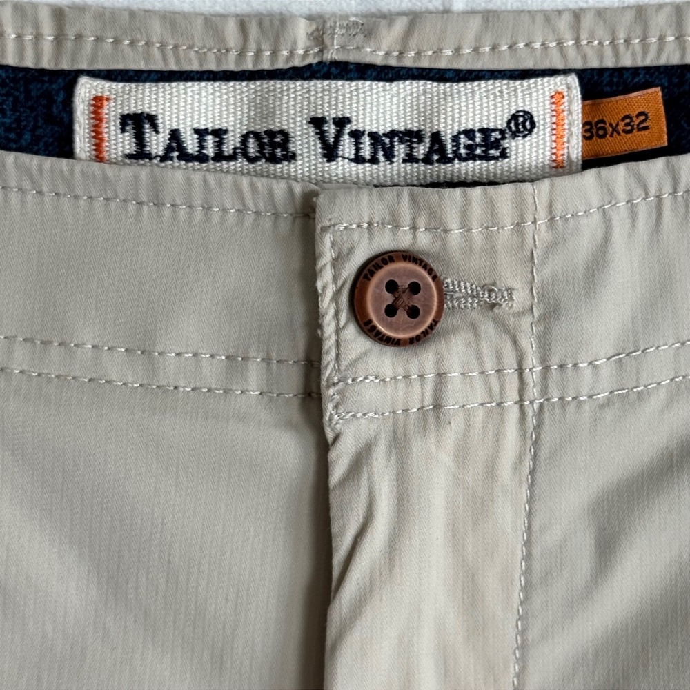Tailor Vintage Greenwich Slim Fit Pants 36x32 Khaki Tan Airotec Luxe Performance - Picture 2 of 9